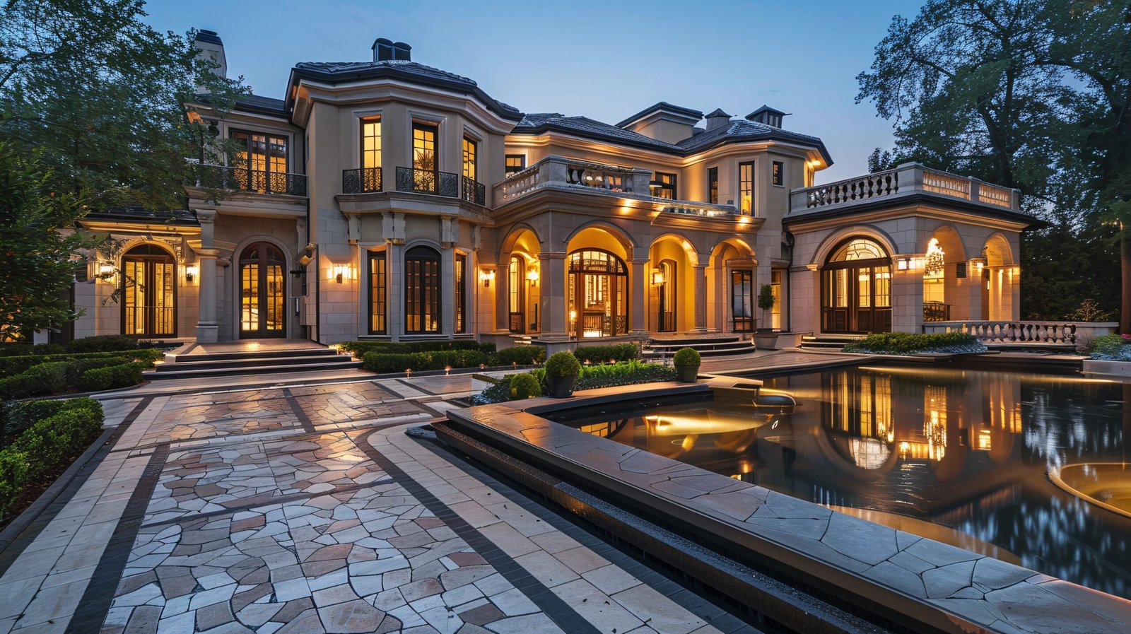 Projects classic architecture meets modern living in this luxurious home