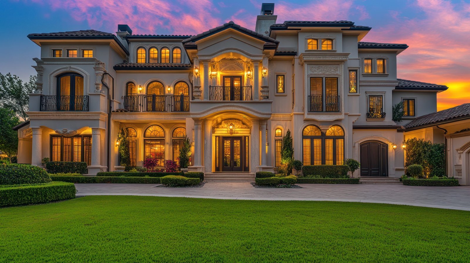 luxury mansion at twilight